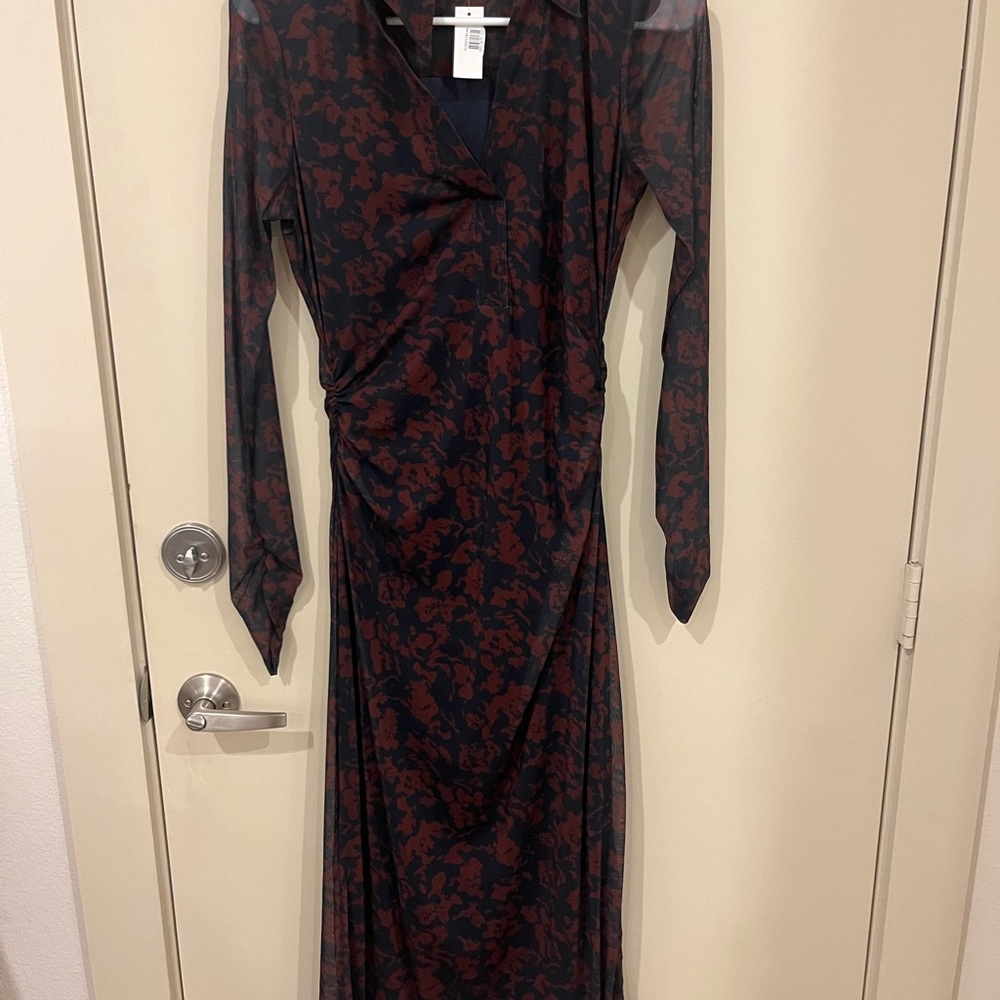 NWT Madewell Black and Red Long Sleeve Dress